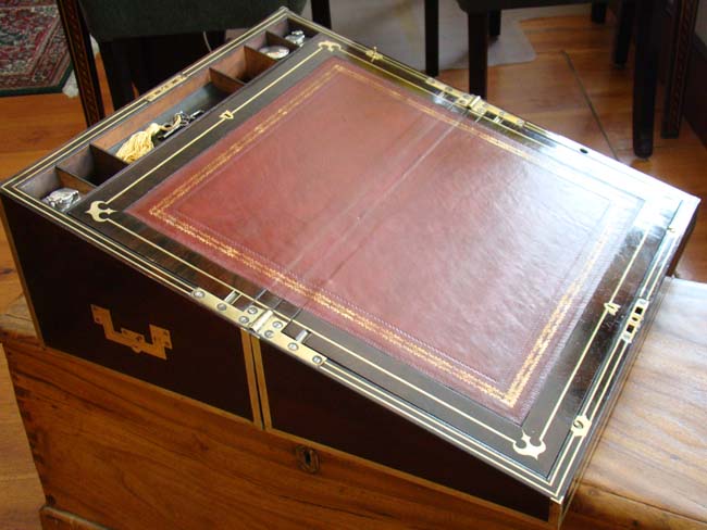 A Fabulous English Brass Mounted Rosewood combination Writing Box and Dressing Box circa 1825 — image 9